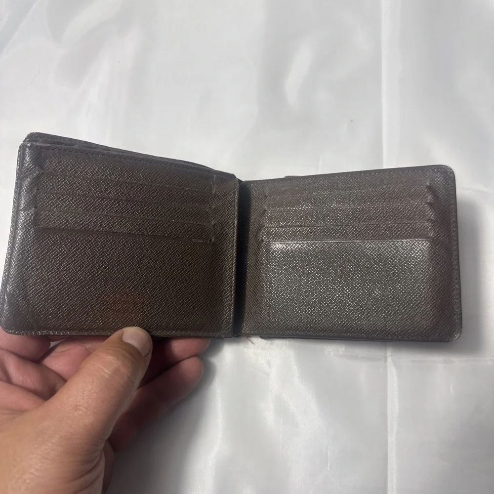 Louis‎ Vuitton Damier Ebene Multiple Bifold Wallet Monogram Slender Canvas Brown